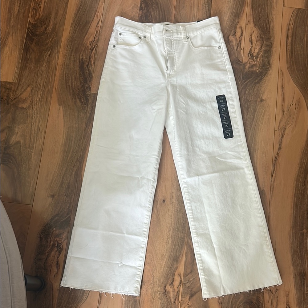 J Crew NWT White Women's high waisted Jeans wide leg crop 27